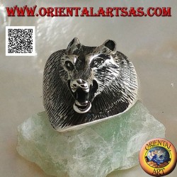 Anillo de plata, tres cuartos de cabeza de lobo checoslovaco (grande)