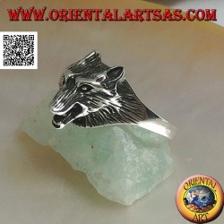 Silberring, dreiviertel tschechoslowakischer Wolfskopf (klein)