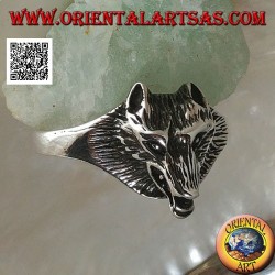 Silver ring, three-quarter Czechoslovakian wolf head (small)