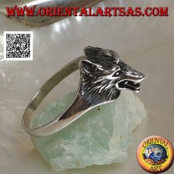 Silver ring, three-quarter Czechoslovakian wolf head (small)