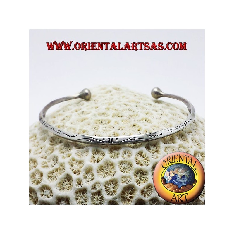 triangulaire rigide à la main bracelet en argent