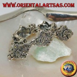 Pulsera de plata con 9 entrelazados de hojas tachonadas con marcasita.