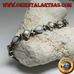 Pulsera de plata con rombo de nácar y gota alternativa