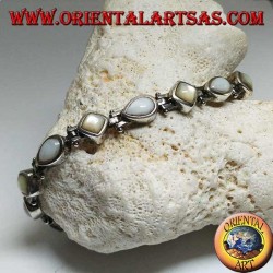 Silberarmband mit Raute Perlmutt und abwechselndem Tropfen