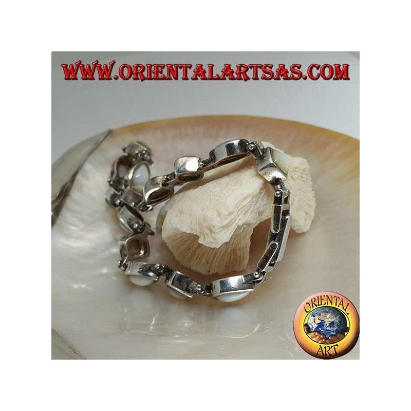 Pulsera de plata con rombo de nácar y gota alternativa