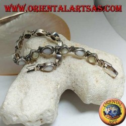 Silberarmband mit Raute Perlmutt und abwechselndem Tropfen