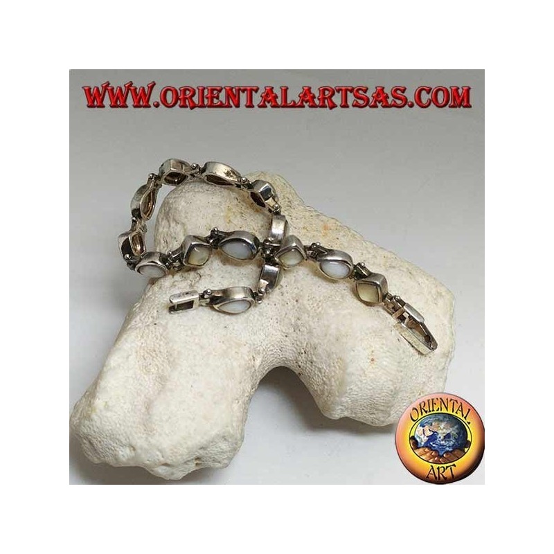 Bracelet en argent avec nacre losange et goutte alternée