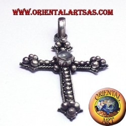 adularia cross pendant with moonstone silver