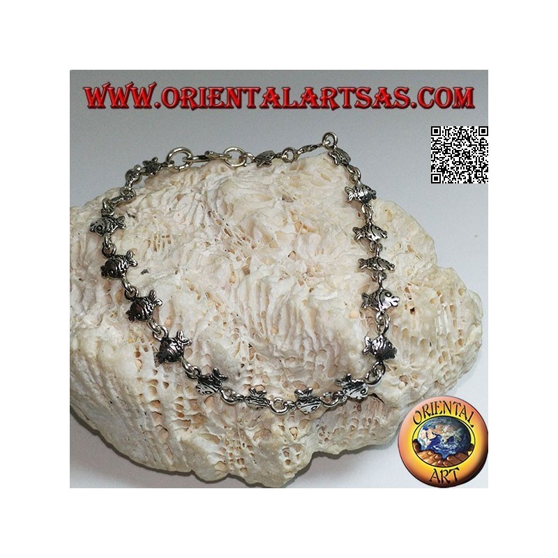 Weiches Silberarmband mit Reihe von Goldfischen