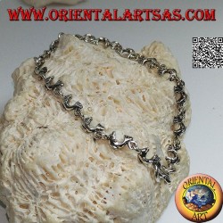 Weiches Silberarmband mit Reihe springender Delfine