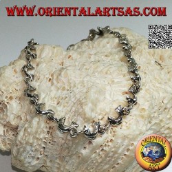 Weiches Silberarmband mit Reihe springender Delfine