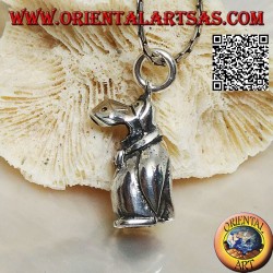 Three-dimensional penguin-shaped silver pendant with bow tie