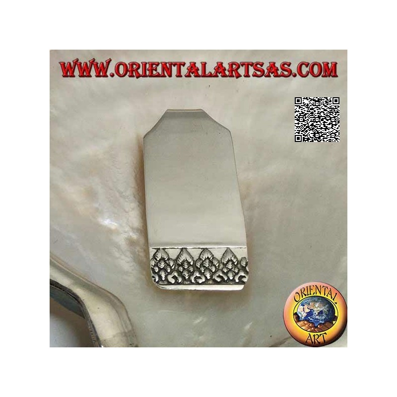 Pince à billets / porte-billets en argent lisse avec décoration en relief à l'extrémité