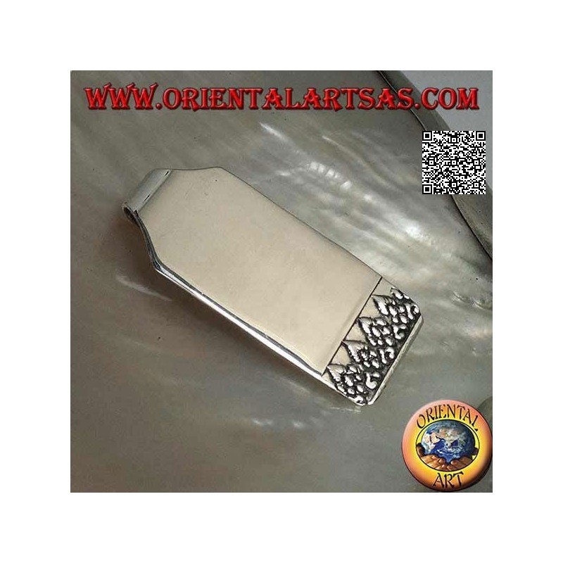 Fermasoldi / Ferma banconote in argento liscio con decorazione in rilievo sulla parte finale