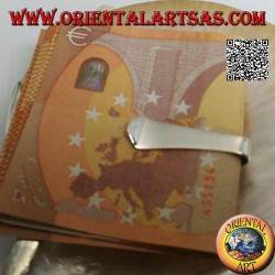 Pince à billets / porte-billets en argent lisse avec décoration en relief à l'extrémité