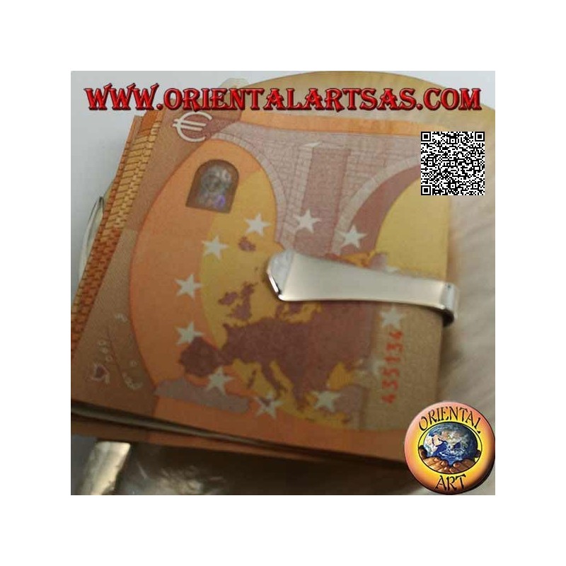 Geldscheinklammer / Banknotenhalter aus glattem Silber mit Reliefdekor am Ende