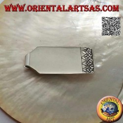 Money clip / banknote holder in smooth silver with relief decoration on the end