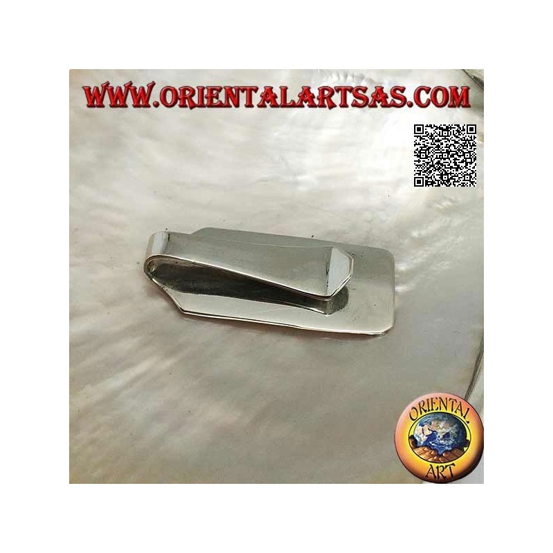 Fermasoldi / Ferma banconote in argento liscio con decorazione in rilievo sulla parte finale