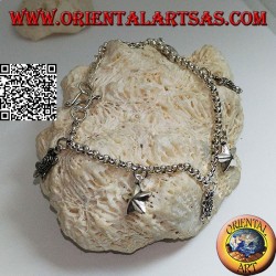 Bracelet chaîne en argent doux avec étoiles suspendues et tortues