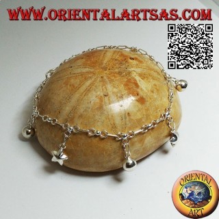 Pulsera de cadena de plata suave con estrellas colgantes y campanas