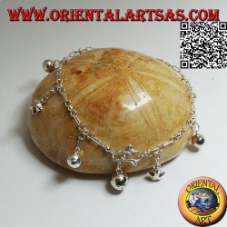 Pulsera de cadena de plata suave con estrellas colgantes y campanas