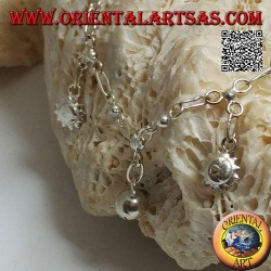 Soft silver chain bracelet with double-sided only and hanging bells