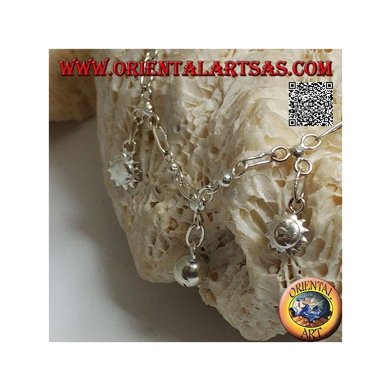 Soft silver chain bracelet with double-sided only and hanging bells