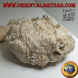 Pulsera de cadena de plata suave con solo doble cara y campanas colgantes