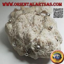 Pulsera de cadena de plata suave con solo doble cara y campanas colgantes