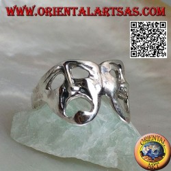 Silver ring theater masks of Greek comedy and tragedy