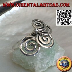 Bague en argent avec 4 spirales de croissance rotatives