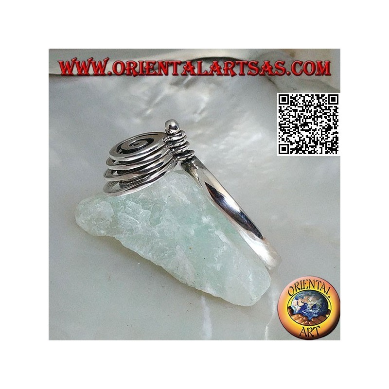 Anello in argento con 4 spirali crescenti rotanti