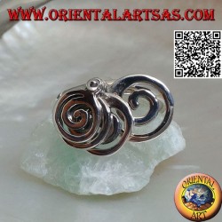 Silberring mit 4 rotierenden wachsenden Spiralen