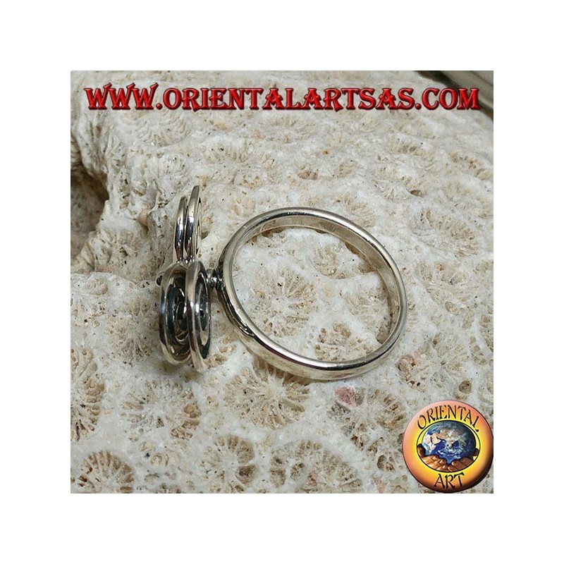 Bague en argent avec 4 spirales de croissance rotatives