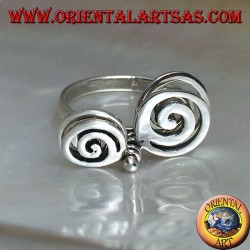 Silberring mit 4 rotierenden wachsenden Spiralen