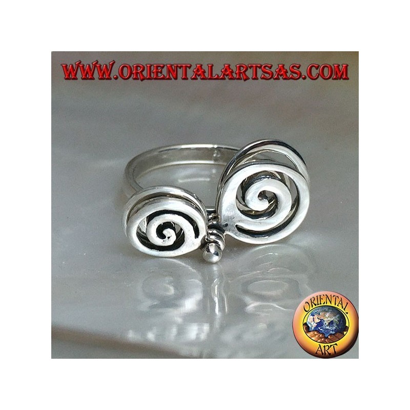 Bague en argent avec 4 spirales de croissance rotatives