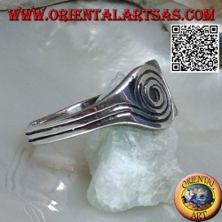 Bague en argent avec deux spirales gravées placées côte à côte