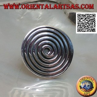 Bague bouclier en argent avec grande spirale