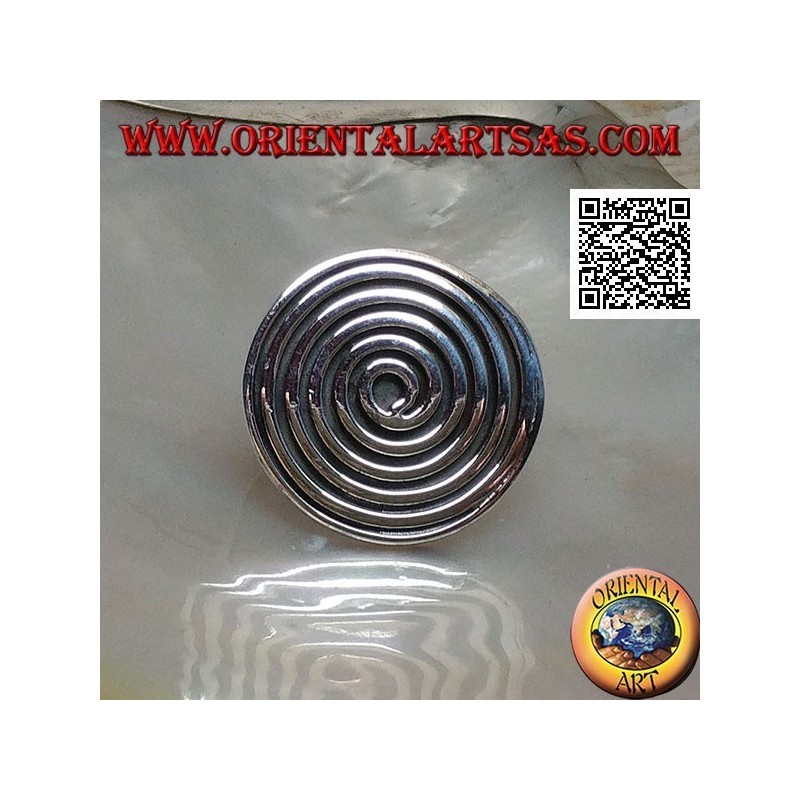 Bague bouclier en argent avec grande spirale