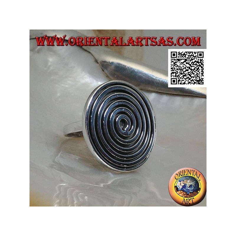 Anello in argento a scudo con spirale grande