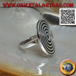 Silberner Schildring mit großer Spirale