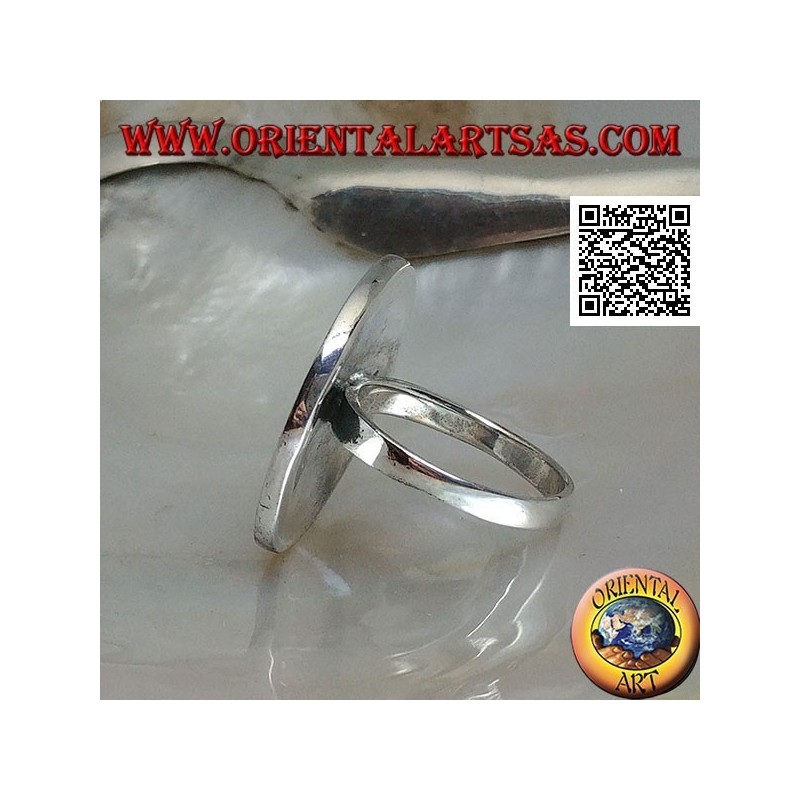 Silver shield ring with large spiral