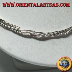 Collier en argent 925 ‰ avec un tour de cou, tubes en argent insérés dans 7 fils entrelacés