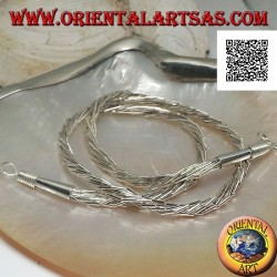 Collier en argent 925 ‰ avec un tour de cou, tubes en argent insérés dans 7 fils entrelacés