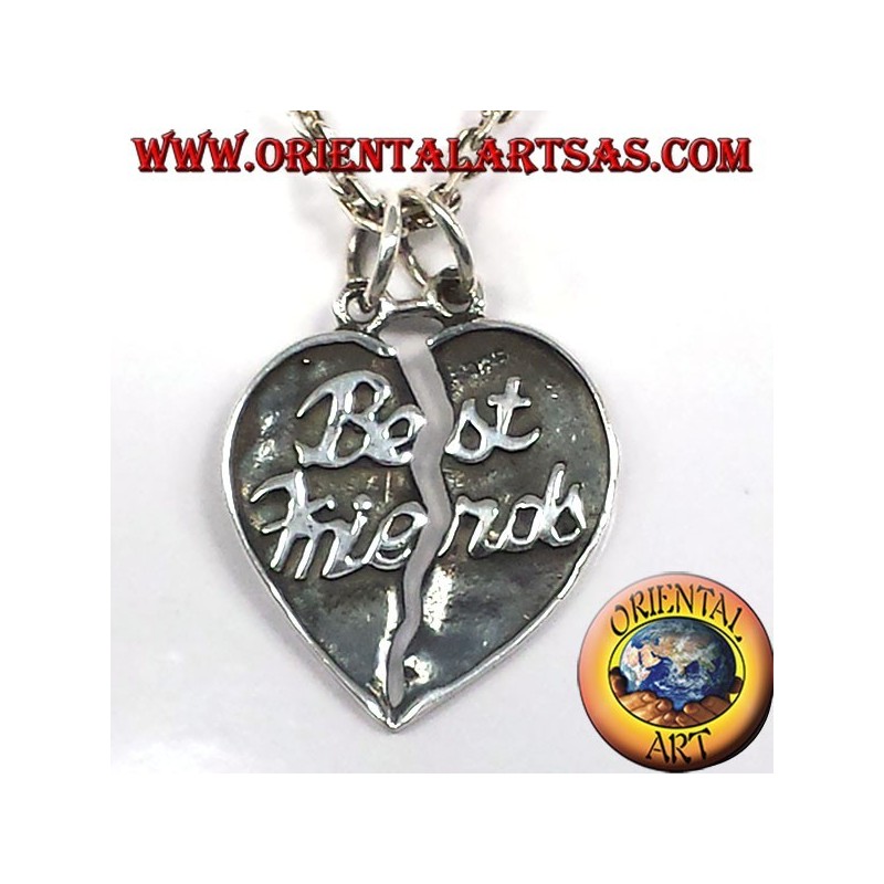 ciondolo cuore divisibile bifacciale in argento best friends