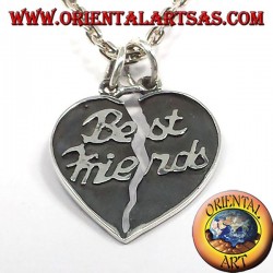 divisible sided heart pendant in silver best friends