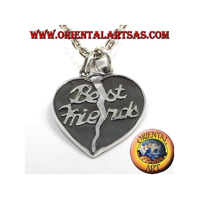ciondolo cuore divisibile bifacciale in argento best friends