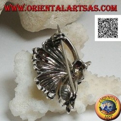 Silver brooch in the shape of a butterfly in profile studded with marcasite and garnets