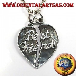 divisible sided heart pendant in silver best friends