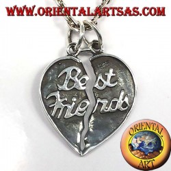 divisible sided heart pendant in silver best friends